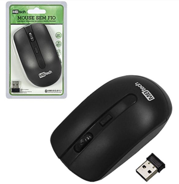 Mouse Optico Sem Fio Com Receptor Usb MB Tech Preto MB54145