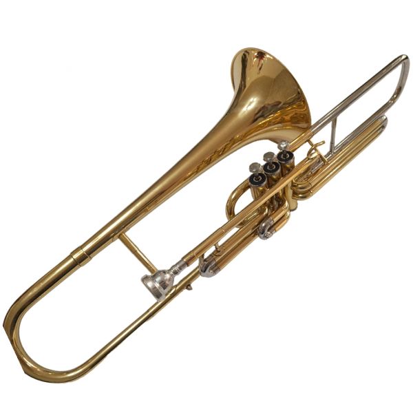 Trombone Weril de pisto Sib e Dó laqueado + Estojo luxo